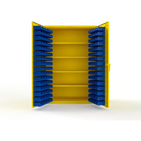 Strong Hold® Extra Heavy Duty Cabinet without Legs 144 Blue Bins 48"W x 24"D x 72"H Yellow