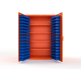 Strong Hold® Extra Heavy Duty Cabinet without Legs 144 Blue Bins 48"W x 24"D x 72"H Orange
