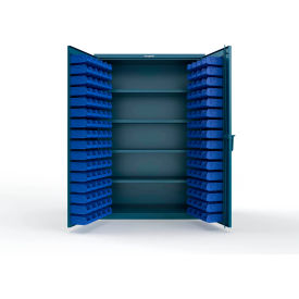 Strong Hold® Extra Heavy Duty Cabinet without Legs 144 Blue Bins 48"W x 24"D x 72"H Blue