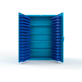 Strong Hold® Extra Heavy Duty Cabinet w/o Legs 144 Blue Bins 48"W x 24"D x 72"H Light Blue