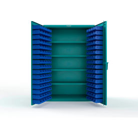 Strong Hold® Extra Heavy Duty Cabinet without Legs 144 Blue Bins 48"W x 24"D x 72"H Teal