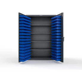 Strong Hold® Extra Heavy Duty Cabinet without Legs 144 Blue Bins 48"W x 24"D x 72"HDark Gray