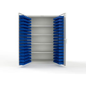 Strong Hold® Extra Heavy Duty Cabinet without Legs 144 Blue Bins 48"W x 24"D x 72"H White