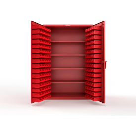 Strong Hold® Extra Heavy Duty Cabinet without Legs 144 Red Bins 48"W x 24"D x 72"H Red