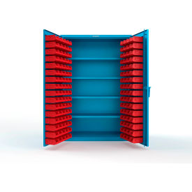 Strong Hold® Extra Heavy Duty Cabinet without Legs 144 Red Bins 48"W x 24"D x 72"HLight Blue