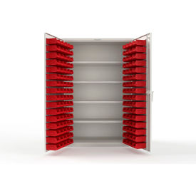 Strong Hold® Extra Heavy Duty Cabinet without Legs 144 Red Bins 48"W x 24"D x 72"H White