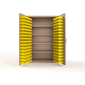 Strong Hold® Extra Heavy Duty Cabinet without Legs 144 Yellow Bins 48"W x 24"D x 72"H Beige