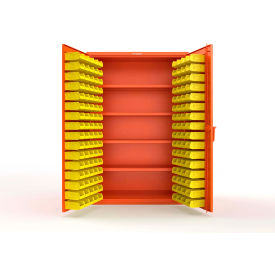 Strong Hold® Extra Heavy Duty Cabinet without Legs 144 Yellow Bins 48"W x 24"D x 72"H Orange
