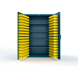 Strong Hold® Extra Heavy Duty Cabinet without Legs 144 Yellow Bins 48"W x 24"D x 72"H Blue