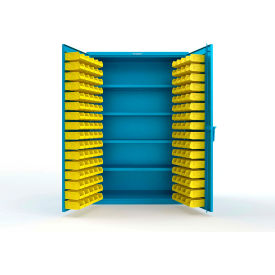 Strong Hold® Extra Heavy Duty Cabinet w/o Legs 144 Yellow Bins 48"W x 24"D x 72"H Light Blue