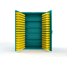 Strong Hold® Extra Heavy Duty Cabinet without Legs 144 Yellow Bins 48"W x 24"D x 72"H Teal