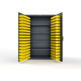 Strong Hold® Extra Heavy Duty Cabinet w/o Legs 144 Yellow Bins 48"W x 24"D x 72"H Dark Gray
