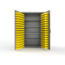 Strong Hold® Extra Heavy Duty Cabinet w/o Legs 144 Yellow Bins 48"W x 24"D x 72"H Dusty Gray
