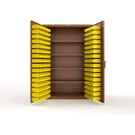 Strong Hold® Extra Heavy Duty Cabinet without Legs 144 Yellow Bins 48"W x 24"D x 72"H Brown