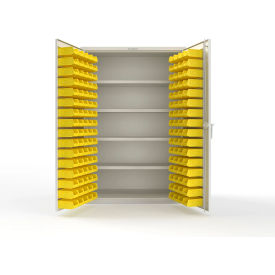 Strong Hold® Extra Heavy Duty Cabinet without Legs 144 Yellow Bins 48"W x 24"D x 72"H White
