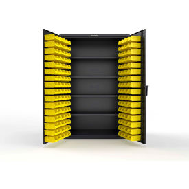 Strong Hold® Extra Heavy Duty Cabinet without Legs 144 Yellow Bins 48"W x 24"D x 72"H Black
