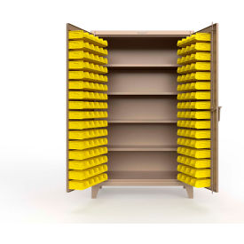 Strong Hold® Extreme Duty Bin Cabinet with 4 Shelves 48"W x 24"D x 78"H Beige 