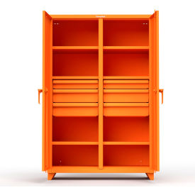 Strong Hold Products 46-DS-246-6DB-L-RAL2009 Stronghold Double Shift Cabinet with 6 Drawers 48"W x 24"D x 75"H , Orange image.