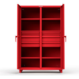 Strong Hold Products 46-DS-246-6DB-L-RAL3001 Stronghold Double Shift Cabinet with 6 Drawers 48"W x 24"D x 75"H , Red image.