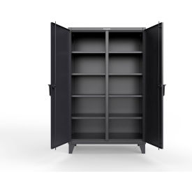 Strong Hold® Double Shift Storage Cabinet 12 Gauge 48"W x 24"D x 78"H Black 