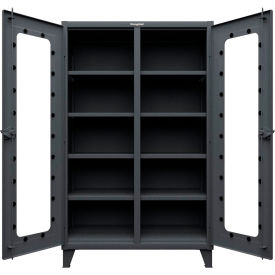 Strong Hold® Clear View Double Shift Cabinet 12 Gauge 48"W x 24"D x 78"H Dark Gray 