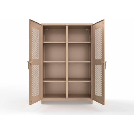 Strong Hold® Double Shift Storage Cabinet 14 Gauge 48"W x 24"D x 75"H Beige 