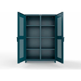 Strong Hold® Double Shift Storage Cabinet 14 Gauge 48"W x 24"D x 75"H Blue 