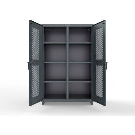 Strong Hold® Double Shift Storage Cabinet 14 Gauge 48"W x 24"D x 75"H Dark Gray 