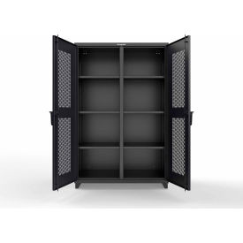 Strong Hold® Double Shift Storage Cabinet 14 Gauge 48"W x 24"D x 75"H Black 
