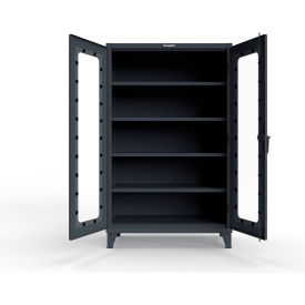 Strong Hold® Clearview Cabinet with SecuRam ScanLogic Smart Lock 48"W x 24"D x 78"H Dark Gray 