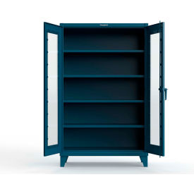 Strong Hold® Clearview Cabinet with 4 Shelves 48"W x 24"D x 78"H Blue 