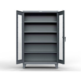 Strong Hold® Scratch Resistant Clearview Cabinet with 3 Shelves 48"W x 24"D x 78"H Dark Gray 