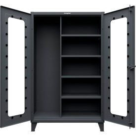 Strong Hold® Clearview Janitorial Cabinet with 4 Shelves 48"W x 24"D x 78"H Dark Gray 
