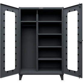 Strong Hold® Clearview Uniform Cabinet with 5 Shelves 48"W x 24"D x 78"H Dark Gray 