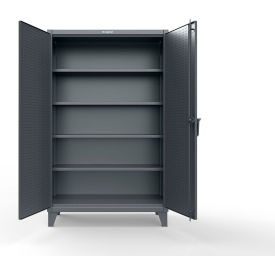 Strong Hold® Extreme Duty Cabinet w/Pegboard Doors & 4 Shelves 48"W x 24"D x 78"H Dark Gray 