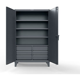 Strong Hold® Extreme Duty Cabinet with 4 Shelves & 6 Drawers 48"W x 24"D x 78"H Dark Gray 
