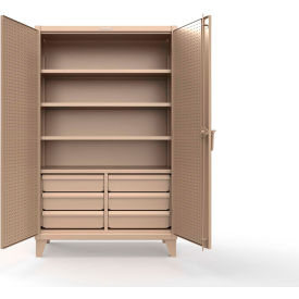 Strong Hold® Extreme Duty Cabinet w/4 Slide-Out Shelves & 6 Drawers 48"W x 24"D x 78"H Beige 