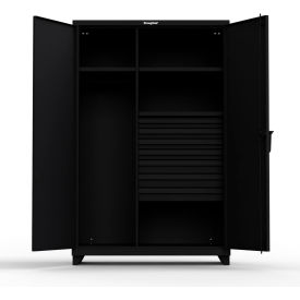 Strong Hold Products 46-W-243-7DB-L-RAL9005 Stronghold Industrial Uniform Cabinet with 7 Drawers 48"W x 24"D x 75"H , Black image.