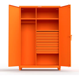 Strong Hold Products 46-W-243-7DB-L-RAL2009 Stronghold Industrial Uniform Cabinet with 7 Drawers 48"W x 24"D x 75"H , Orange image.
