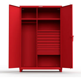 Strong Hold Products 46-W-243-7DB-L-RAL3001 Stronghold Industrial Uniform Cabinet with 7 Drawers 48"W x 24"D x 75"H , Red image.