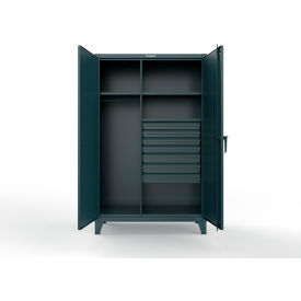 Strong Hold® Extreme Duty Uniform Cabinet w/ Pegboard 3 Shelves 48"W x 24"D x 78"H Blue 