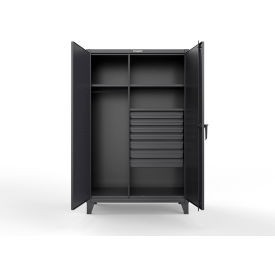 Strong Hold® Extreme Duty Uniform Cabinet w/ Pegboard 3 Shelves 48"W x 24"D x 78"H Black 