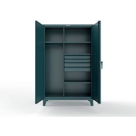 Strong Hold® Extreme Duty Uniform Cabinet w/ Pegboard 4 Shelves 48"W x 24"D x 78"H Blue 