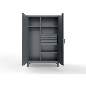 Strong Hold® Extreme Duty Uniform Cabinet w/ Pegboard 4 Shelves 48"W x 24"D x 78"H Dark Gray 