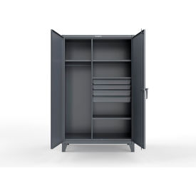 Strong Hold® Extreme Duty Uniform Cabinet w/ 4 Shelves 48"W x 24"D x 78"H Dark Gray 