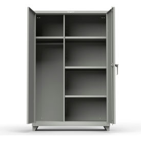 Strong Hold Products 46-W-244-L-RAL7037 Stronghold Industrial Uniform Cabinet with 4 Shelves 48"W x 24"D x 75"H , Gray image.
