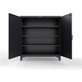 Strong Hold® Extreme Duty Cabinet with 3 Deep Shelves 60"W x 30"D x 66"H Black 