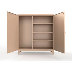 Strong Hold® Extreme Duty Janitorial Cabinet w/ 3 Shelves 60"W x 24"D x 66"H Beige 