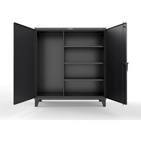 Strong Hold® Extreme Duty Janitorial Cabinet w/ 3 Shelves 60"W x 24"D x 66"H Black 