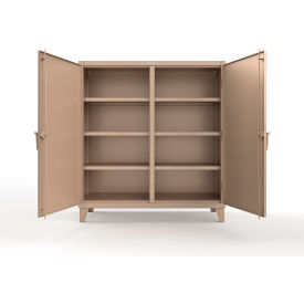 Strong Hold® Double Shift Storage Cabinet 12 Gauge 60"W x 24"D x 66"H Beige 